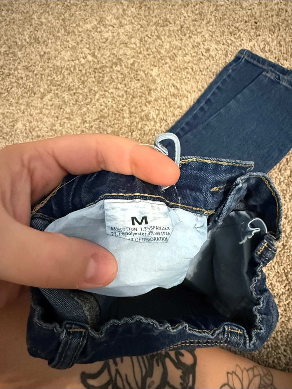 Dark Wash Distressed Kids Jeans with Yellow Eyelet Patches